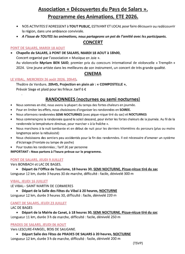 ANIMATION DECOUVERTE ETE 2026